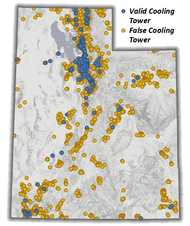 Map of cooling towers with confidence > 0.5 Map of cooling towers with confidence > 0.5